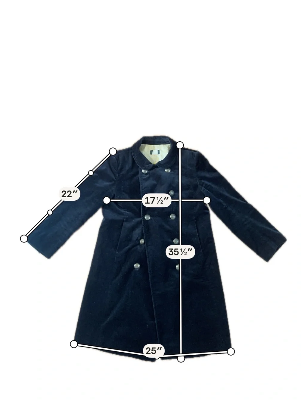 J Crew Peacoat Military Women's 6 Black Velvet Double Breasted Coat Gold Button